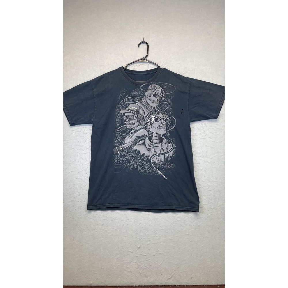 Skeleton Band‎ Skull Graphic Shirt Mens Medium Black Paisley Music Gothic Tee